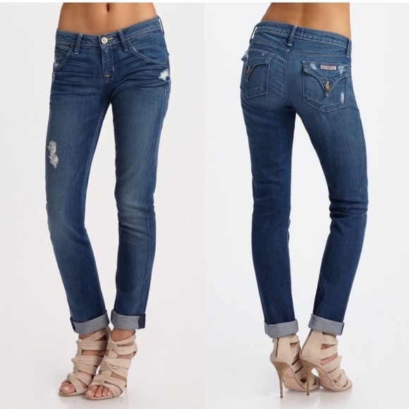 Hudson | Bacara Straight Cuff Jeans | Low Rise Denim | Dark Wash |Womens Size 25 - Picture 1 of 8